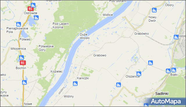 mapa Grabowo gmina Sadlinki, Grabowo gmina Sadlinki na mapie Targeo