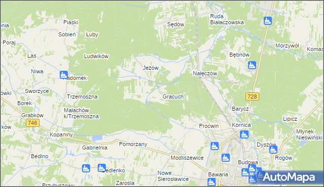 mapa Gracuch, Gracuch na mapie Targeo