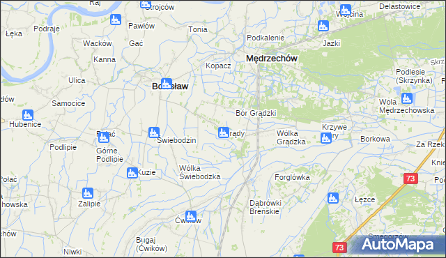 mapa Grądy gmina Mędrzechów, Grądy gmina Mędrzechów na mapie Targeo