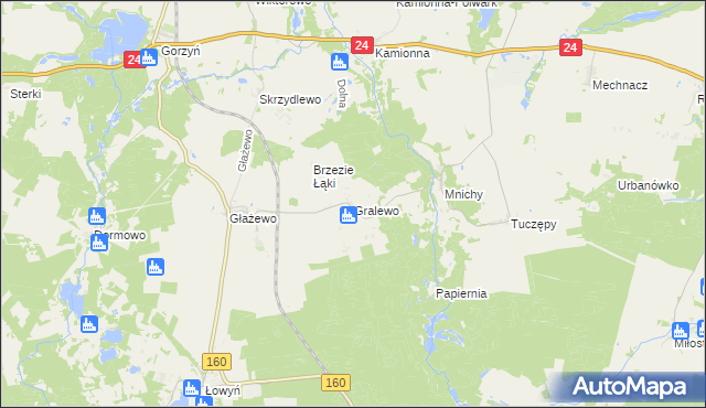 mapa Gralewo gmina Międzychód, Gralewo gmina Międzychód na mapie Targeo
