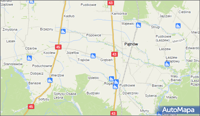 mapa Grębień, Grębień na mapie Targeo