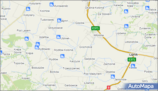 mapa Grocholice gmina Lipnik, Grocholice gmina Lipnik na mapie Targeo