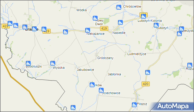 mapa Gródczany, Gródczany na mapie Targeo