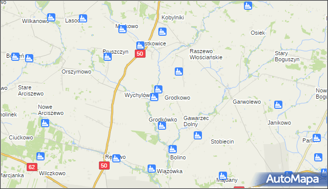 mapa Grodkowo gmina Wyszogród, Grodkowo gmina Wyszogród na mapie Targeo