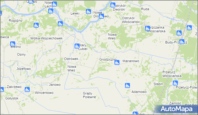 mapa Grodziczno gmina Rząśnik, Grodziczno gmina Rząśnik na mapie Targeo