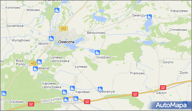 mapa Grodzisko gmina Osieczna, Grodzisko gmina Osieczna na mapie Targeo