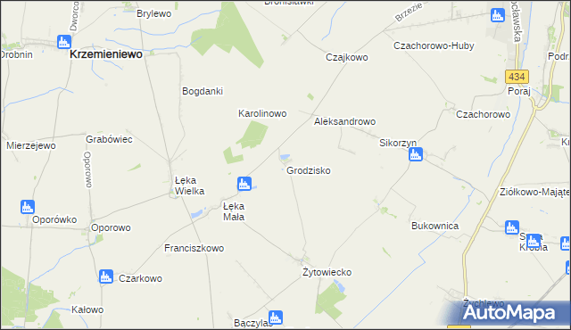 mapa Grodzisko gmina Poniec, Grodzisko gmina Poniec na mapie Targeo