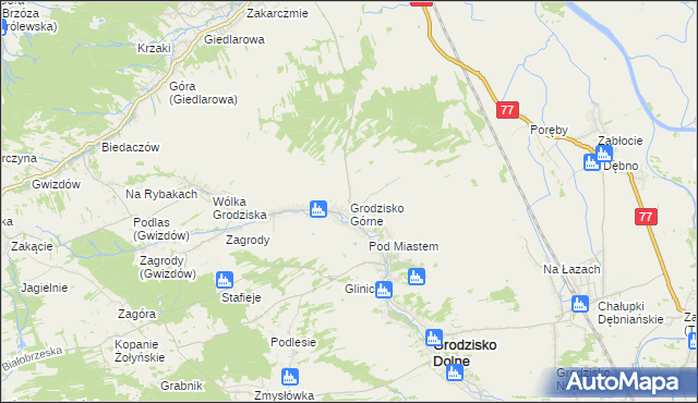 mapa Grodzisko Górne, Grodzisko Górne na mapie Targeo