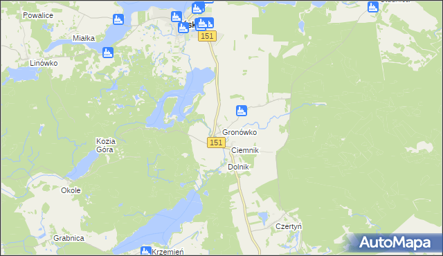 mapa Gronówko gmina Ińsko, Gronówko gmina Ińsko na mapie Targeo