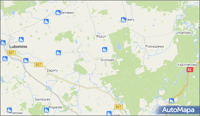 mapa Gronowo gmina Lubomino, Gronowo gmina Lubomino na mapie Targeo