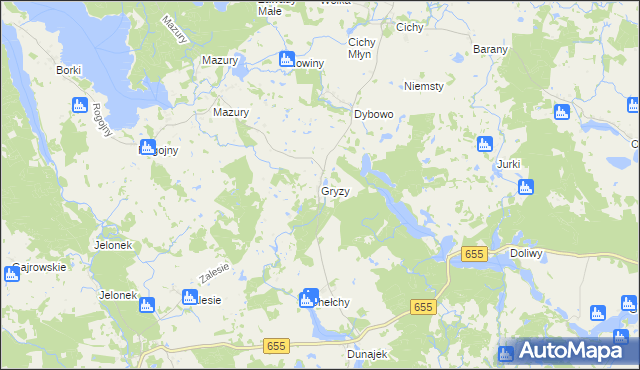 mapa Gryzy, Gryzy na mapie Targeo