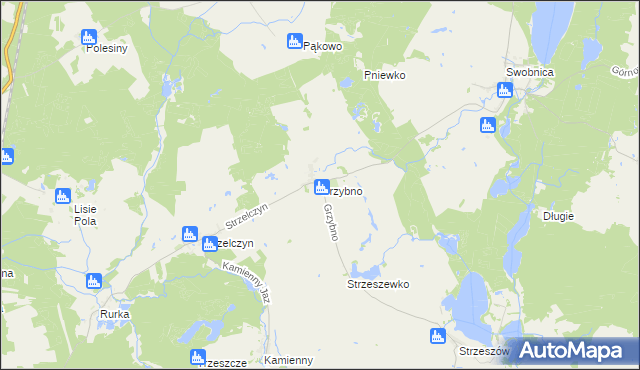 mapa Grzybno gmina Chojna, Grzybno gmina Chojna na mapie Targeo