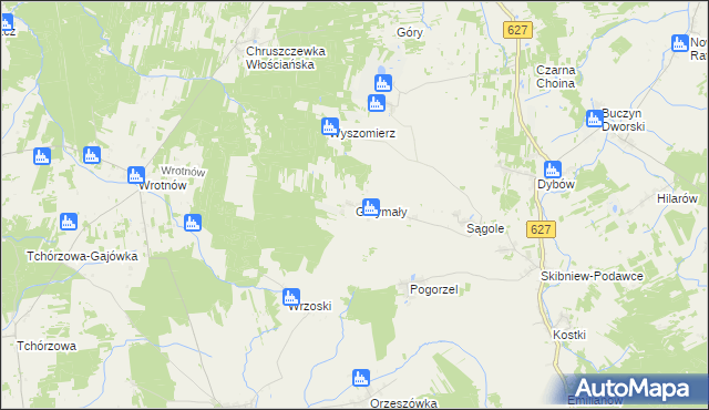 mapa Grzymały gmina Kosów Lacki, Grzymały gmina Kosów Lacki na mapie Targeo