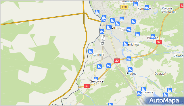 mapa Gubinek, Gubinek na mapie Targeo
