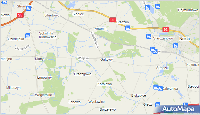 mapa Gułtowy, Gułtowy na mapie Targeo