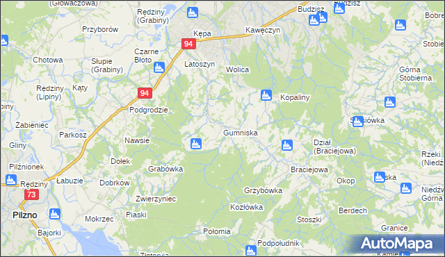 mapa Gumniska gmina Dębica, Gumniska gmina Dębica na mapie Targeo