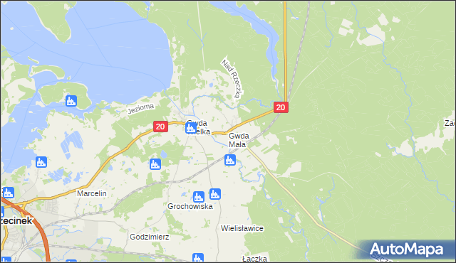 mapa Gwda Mała, Gwda Mała na mapie Targeo