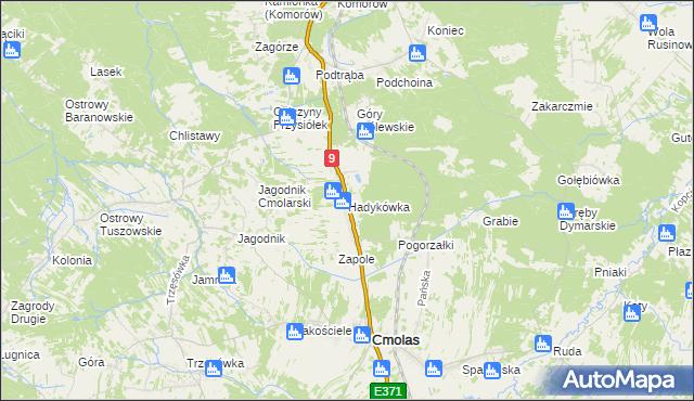 mapa Hadykówka, Hadykówka na mapie Targeo
