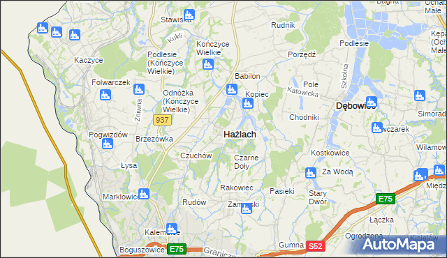 mapa Hażlach, Hażlach na mapie Targeo