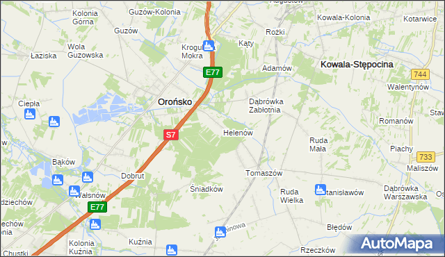 mapa Helenów gmina Orońsko, Helenów gmina Orońsko na mapie Targeo