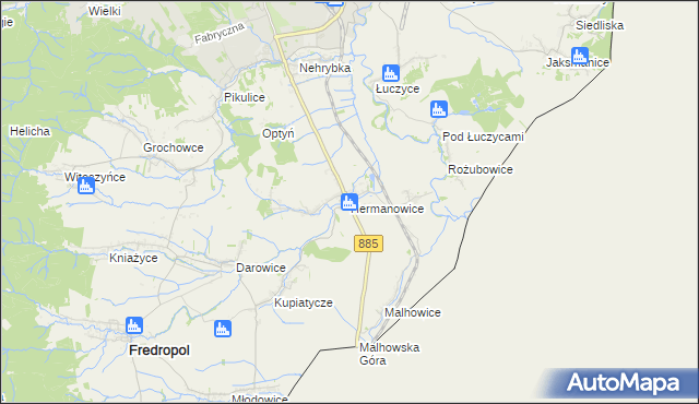 mapa Hermanowice, Hermanowice na mapie Targeo