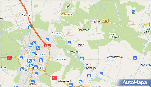 mapa Hilarów gmina Jarocin, Hilarów gmina Jarocin na mapie Targeo