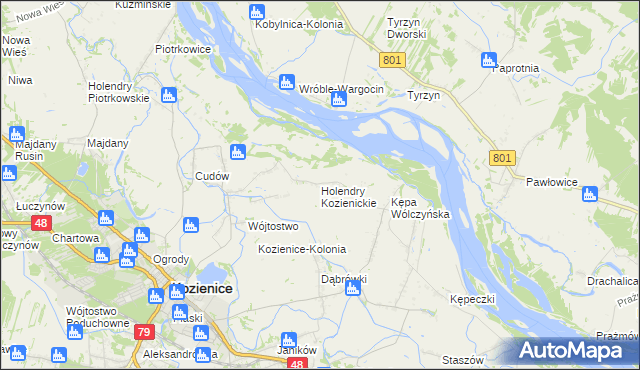 mapa Holendry Kozienickie, Holendry Kozienickie na mapie Targeo