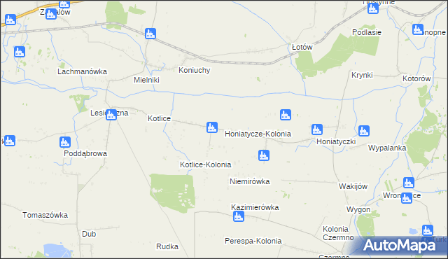 mapa Honiatycze-Kolonia, Honiatycze-Kolonia na mapie Targeo