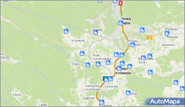 mapa Huta Komorowska, Huta Komorowska na mapie Targeo