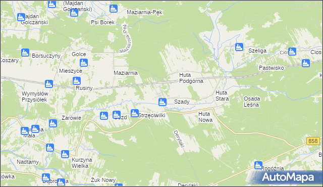 mapa Huta Krzeszowska, Huta Krzeszowska na mapie Targeo