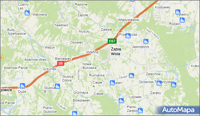 mapa Huta Żabiowolska, Huta Żabiowolska na mapie Targeo
