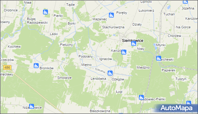 mapa Ignaców gmina Siemkowice, Ignaców gmina Siemkowice na mapie Targeo