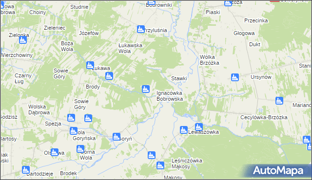 mapa Ignacówka Bobrowska, Ignacówka Bobrowska na mapie Targeo