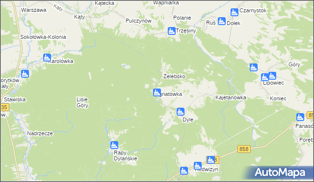 mapa Ignatówka gmina Biłgoraj, Ignatówka gmina Biłgoraj na mapie Targeo