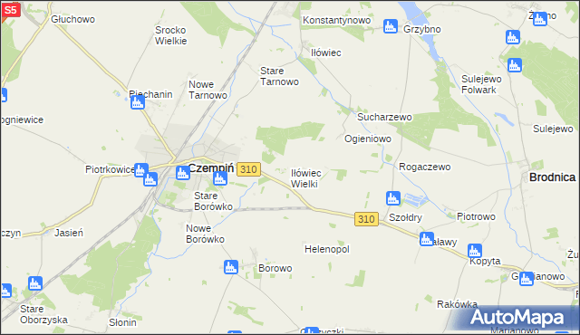 mapa Iłówiec Wielki, Iłówiec Wielki na mapie Targeo
