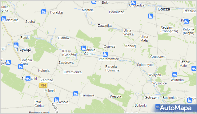 mapa Imbramowice gmina Trzyciąż, Imbramowice gmina Trzyciąż na mapie Targeo