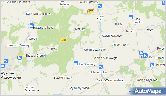 mapa Jabłoń-Uszyńskie, Jabłoń-Uszyńskie na mapie Targeo