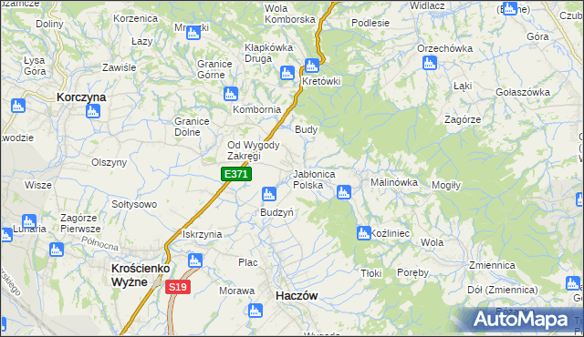 mapa Jabłonica Polska, Jabłonica Polska na mapie Targeo