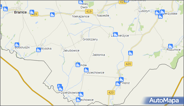 mapa Jabłonka gmina Branice, Jabłonka gmina Branice na mapie Targeo
