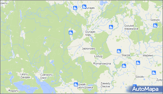 mapa Jabłonowo gmina Kowale Oleckie, Jabłonowo gmina Kowale Oleckie na mapie Targeo