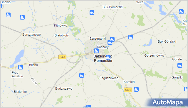 mapa Jabłonowo Pomorskie, Jabłonowo Pomorskie na mapie Targeo