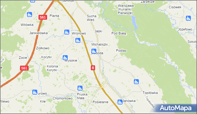 mapa Jabłońskie gmina Augustów, Jabłońskie gmina Augustów na mapie Targeo