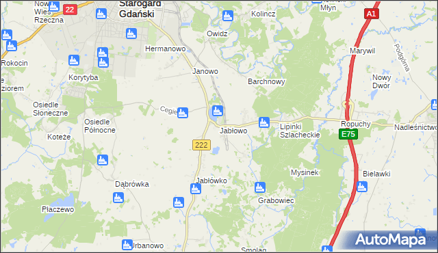 mapa Jabłowo, Jabłowo na mapie Targeo