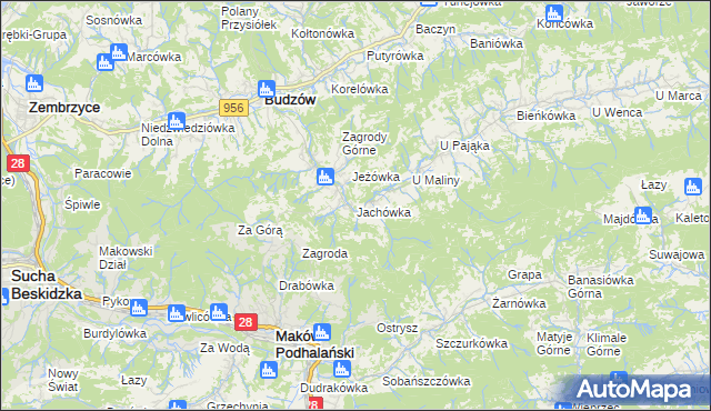 mapa Jachówka, Jachówka na mapie Targeo