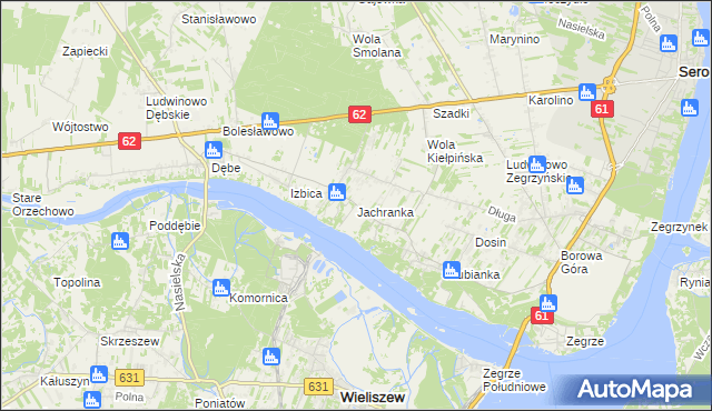 mapa Jachranka, Jachranka na mapie Targeo