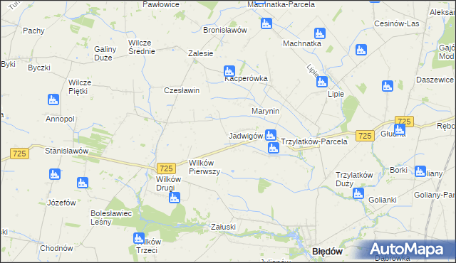 mapa Jadwigów gmina Błędów, Jadwigów gmina Błędów na mapie Targeo