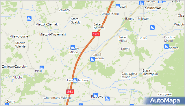 mapa Jakać Dworna, Jakać Dworna na mapie Targeo