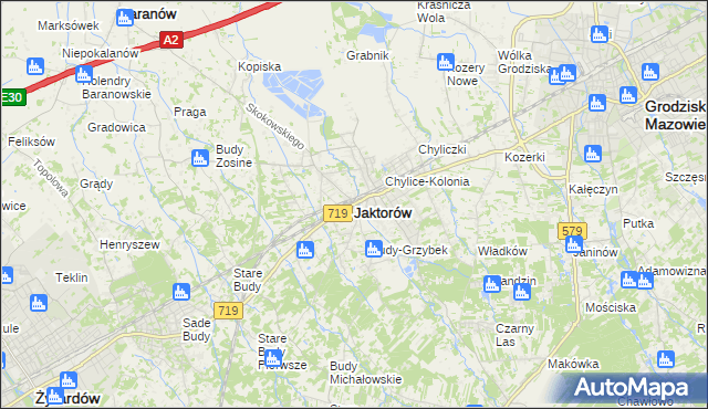 mapa Jaktorów, Jaktorów na mapie Targeo