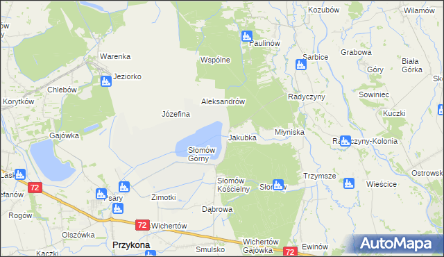 mapa Jakubka, Jakubka na mapie Targeo