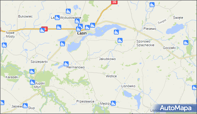 mapa Jakubkowo gmina Łasin, Jakubkowo gmina Łasin na mapie Targeo